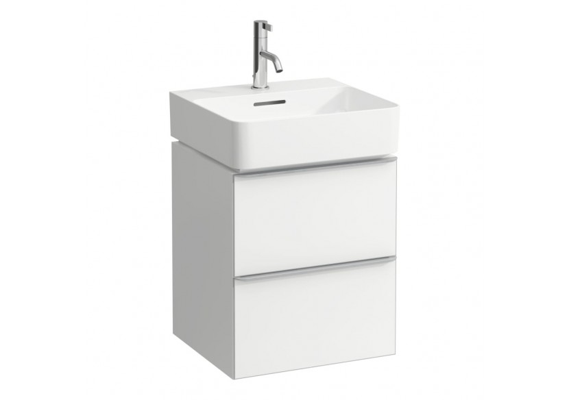 Meuble sous lavabo 2 tiroirs Space Blanc mat, avec poignée aluminium 435 x 410 x 520 mm - H4101021601001 - Laufen