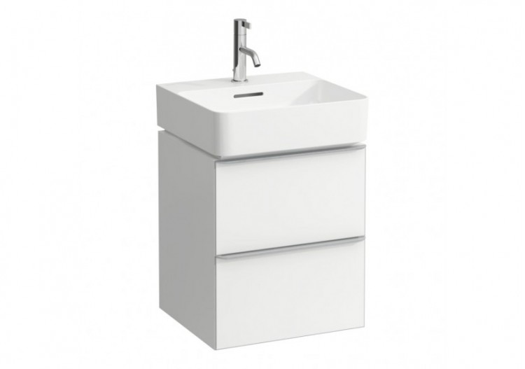 Meuble sous lavabo 2 tiroirs Space Noix claire, avec poignée aluminium 435 x 410 x 520 mm - H4101021601011 - Laufen