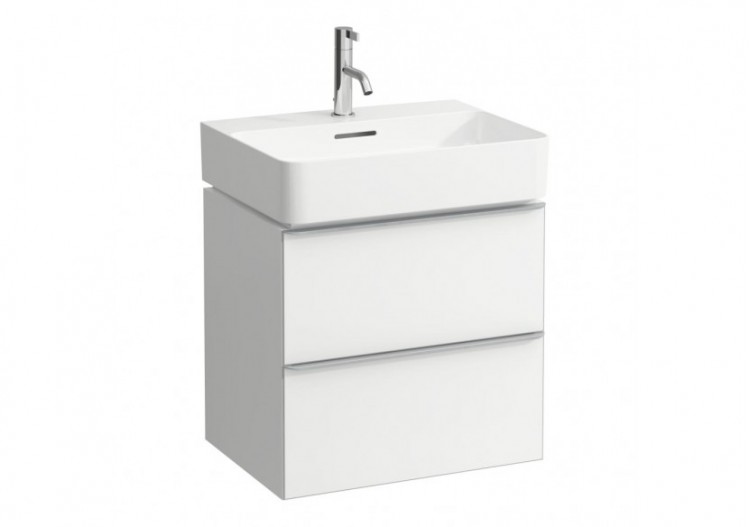 Meuble sous lavabo 2 tiroirs Space Noix claire, avec poignée aluminium 535 x 410 x 520 mm - H4101221601011 - Laufen