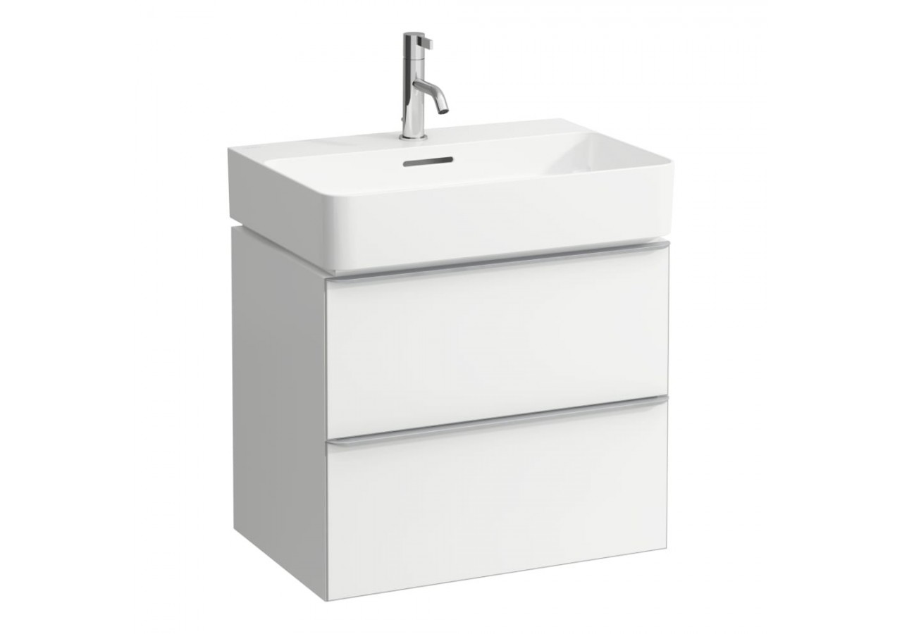 Meuble sous lavabo 2 tiroirs Space Noix claire, avec poignée aluminium 585 x 410 x 520 mm - H4101421601011 - Laufen