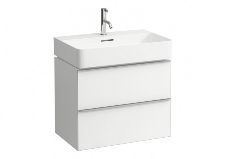 Meuble sous lavabo 2 tiroirs Space Noix claire, avec poignée aluminium 635 x 410 x 520 mm - H4101621601011 - Laufen