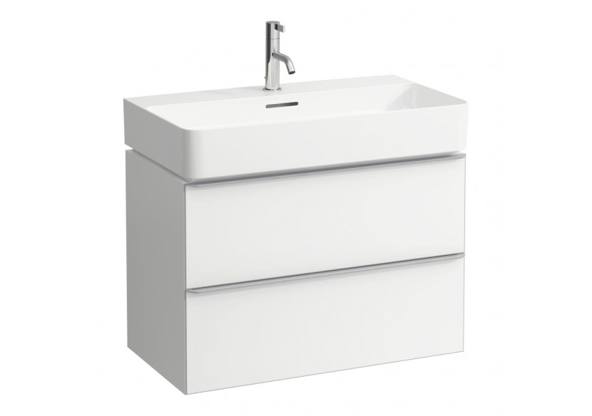 Meuble sous lavabo 2 tiroirs Space Blanc mat, avec poignée aluminium 735 x 410 x 520 mm - H4101821601001 - Laufen