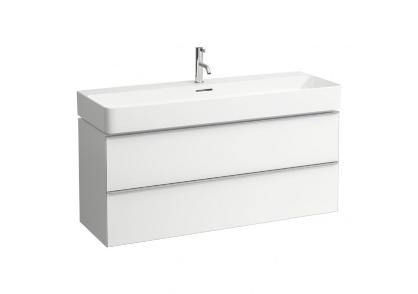 Meuble sous lavabo 2 tiroirs Space Noix claire, avec poignée aluminium 1185 x 410 x 520 mm - H4102221601011 - Laufen