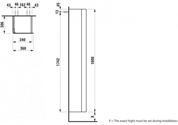 Armoire haute Ino Noyer foncé 360 x 305 x 1800 mm - H4254510301711 - Laufen 2