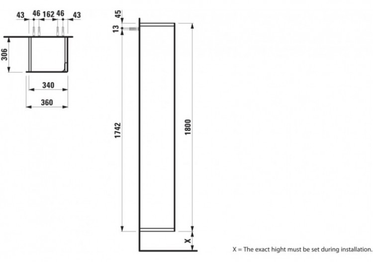 Armoire haute Ino Noyer foncé 360 x 305 x 1800 mm - H4254520301711 - Laufen 2