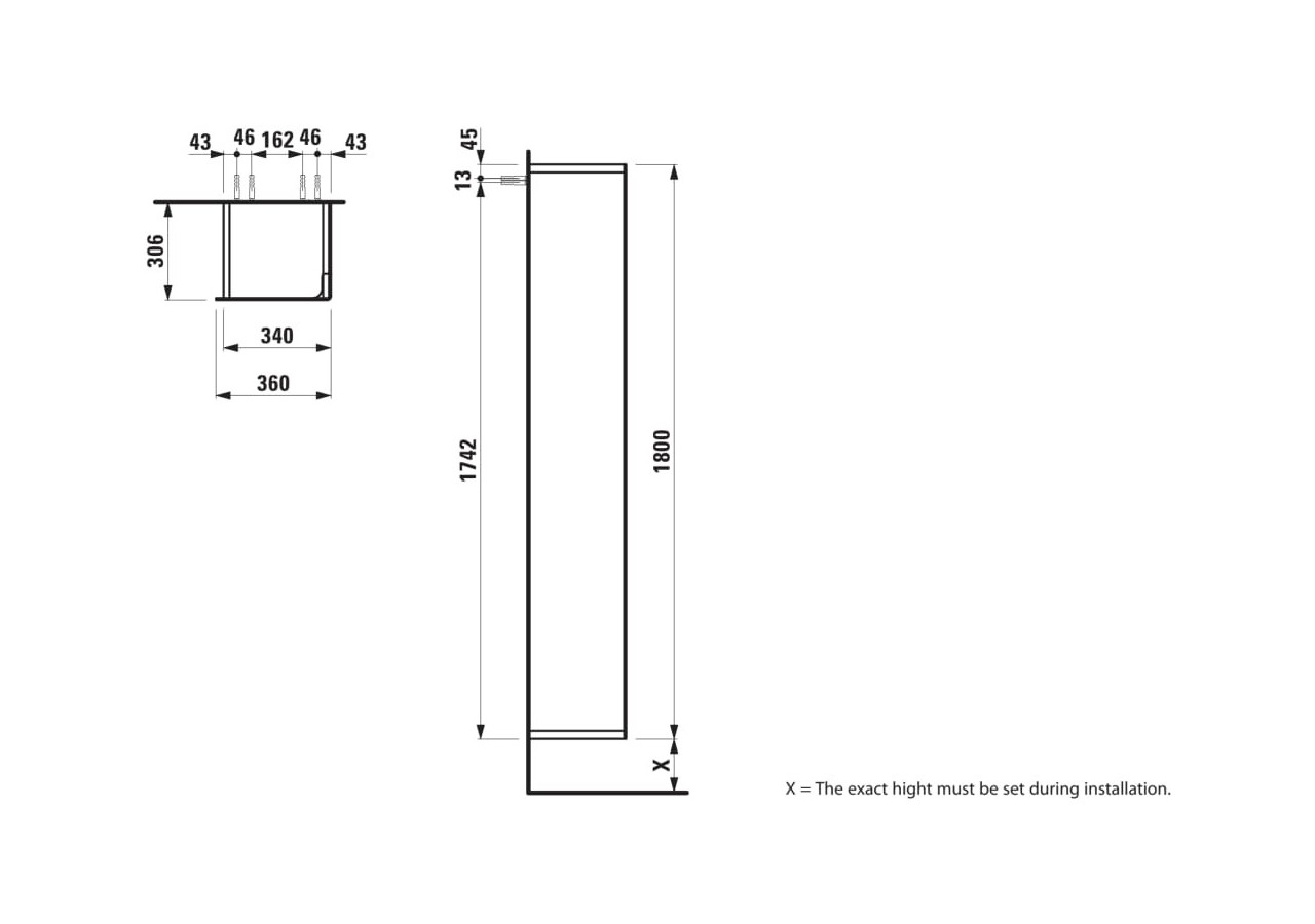 Armoire haute Ino Noyer foncé 360 x 305 x 1800 mm - H4254520301711 - Laufen