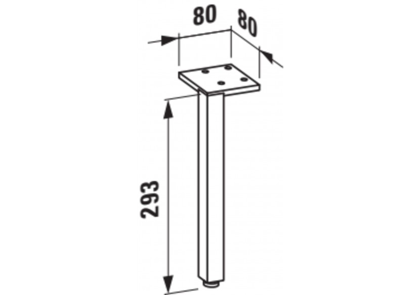 Jeu de 2 pieds en aluminium Laufen pro s Chromé 80 x 80 x 293 mm - H4831050960041 - Laufen