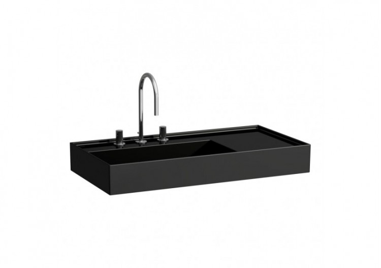 Lavabo mural ou à poser sur meuble Kartell Noir brillant 900 x 460 x 150 mm - H8103380201111 - Laufen
