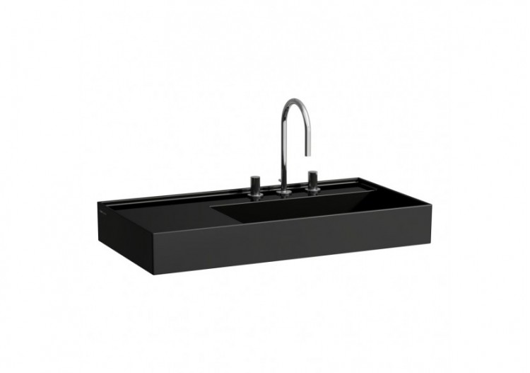 Lavabo mural ou à poser sur meuble Kartell Noir brillant 900 x 460 x 150 mm - H8103390201121 - Laufen