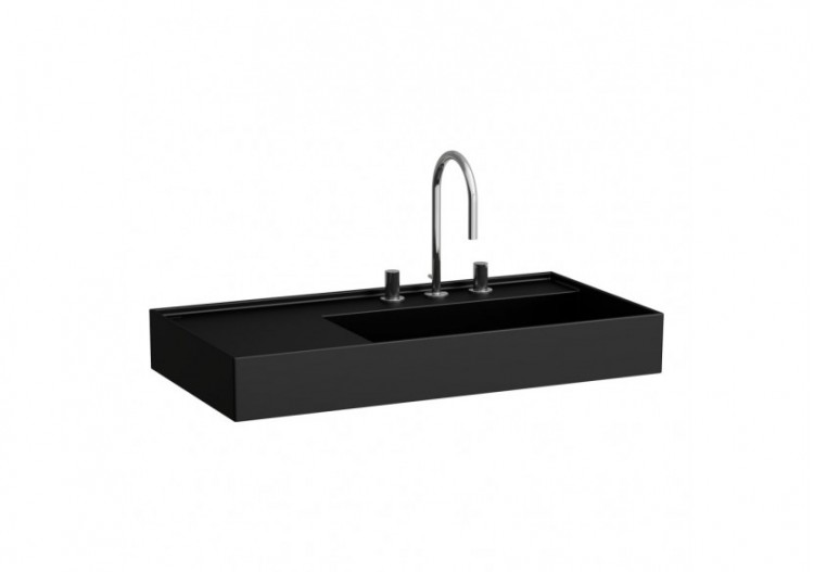 Lavabo mural ou à poser sur meuble Kartell Noir mat 900 x 460 x 150 mm - H8103397161111 - Laufen