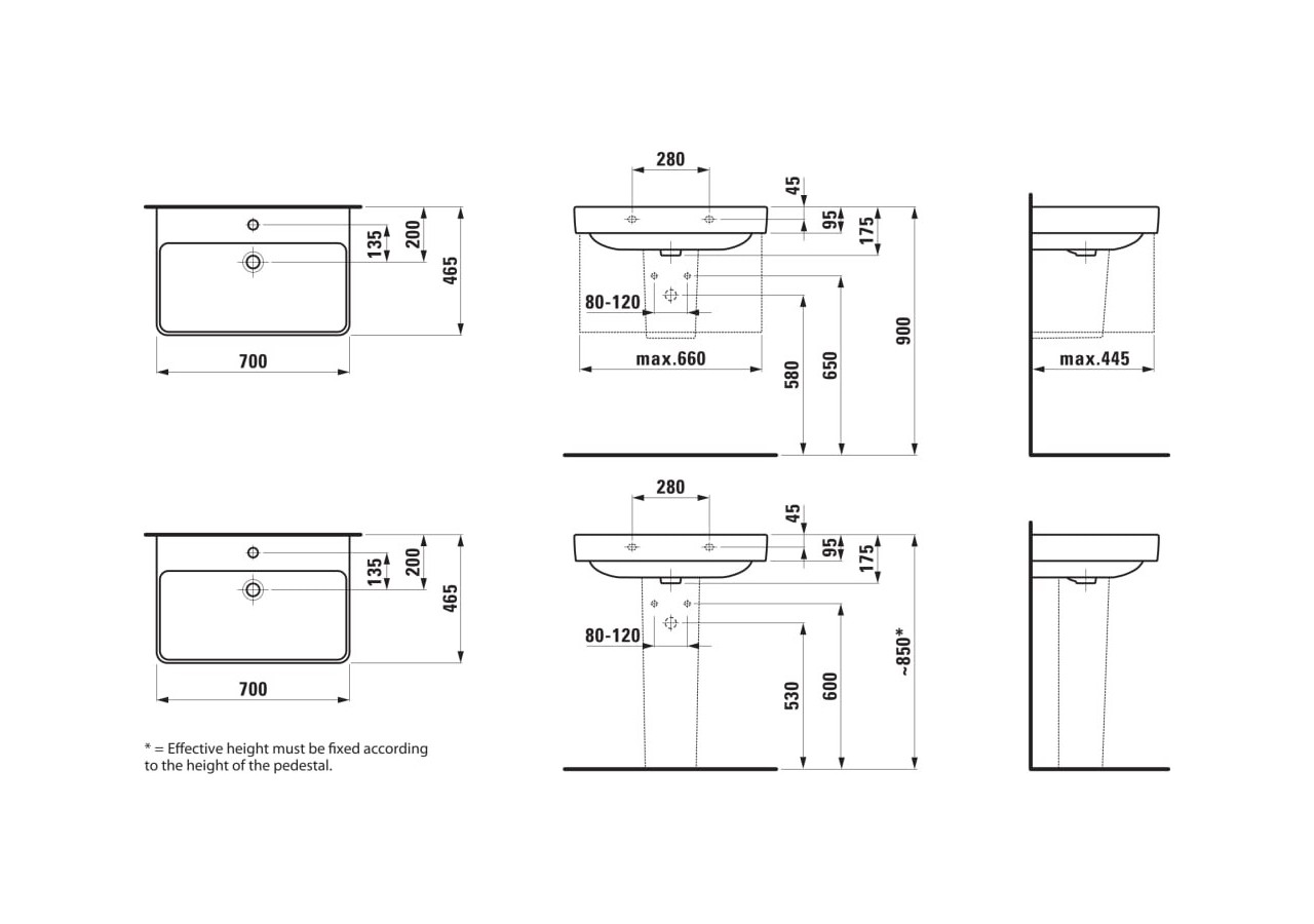 Lavabo mural ou à poser sur meuble Laufen pro s Blanc LCC 700 x 465 x 175 mm - H8109674001421 - Laufen
