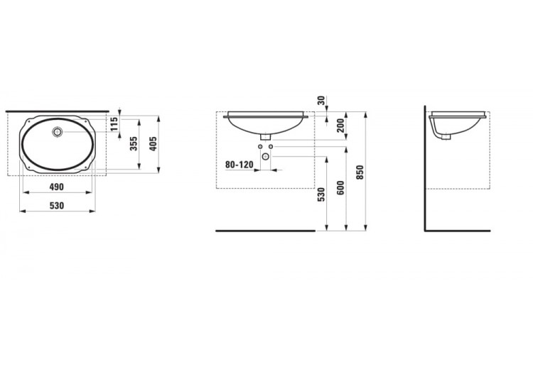 Vasque à encastrer par-dessous Birova Blanc 490 x 355 x 200 mm - H8111910000001 - Laufen 2