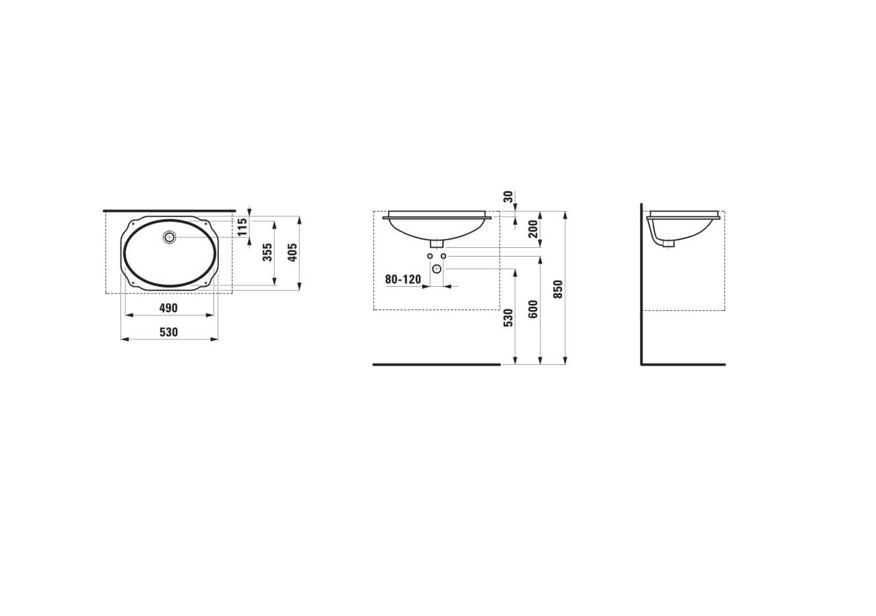 Vasque à encastrer par-dessous Birova Blanc 490 x 355 x 200 mm - H8111910000001 - Laufen