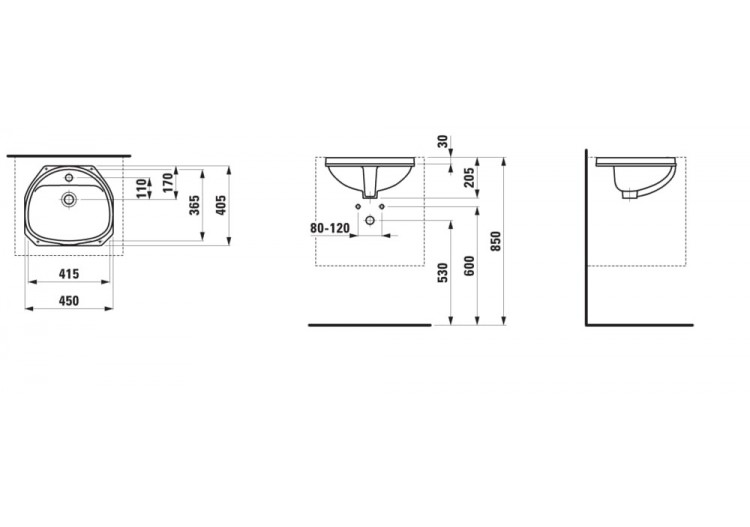 Vasque à encastrer par-dessous Bijou Blanc 415 x 365 x 205 mm - H8112200000001 - Laufen 2