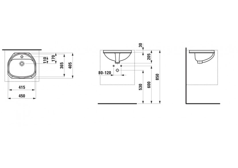 Vasque à encastrer par-dessous Bijou Blanc 415 x 365 x 205 mm - H8112200000001 - Laufen