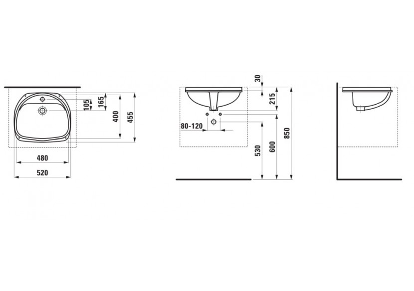 Vasque à encastrer par-dessous Bijou Blanc 480 x 400 x 215 mm - H8112300000001 - Laufen