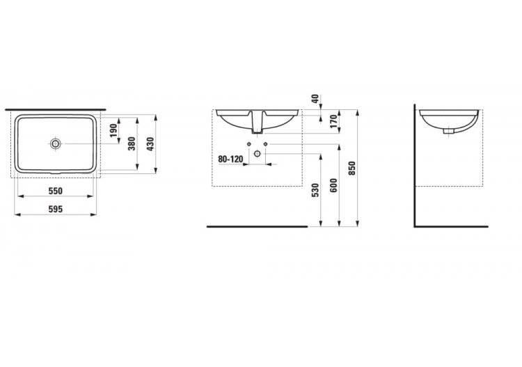 Vasque à encastrer par-dessous Laufen pro s Blanc 550 x 380 x 170 mm - H8119680001091 - Laufen 2