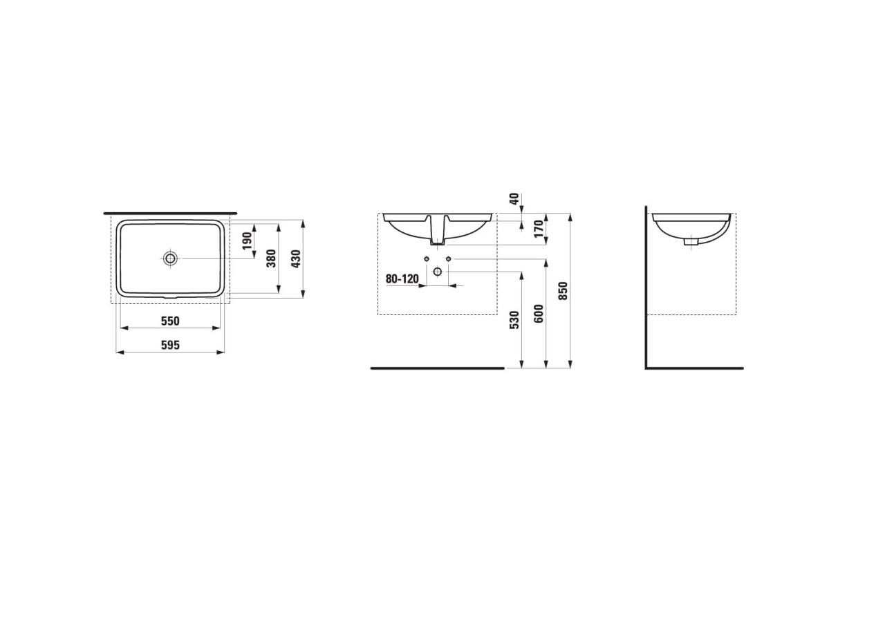 Vasque à encastrer par-dessous Laufen pro s Blanc 550 x 380 x 170 mm - H8119680001091 - Laufen