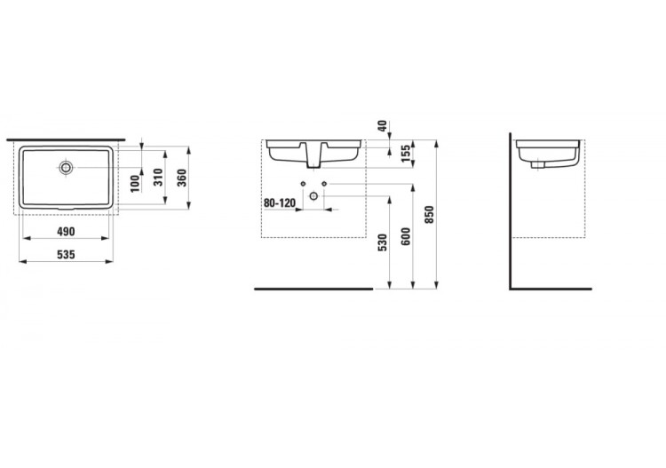 Vasque à encastrer Living Blanc 490 x 310 x 155 mm - H8124300001091 - Laufen 2