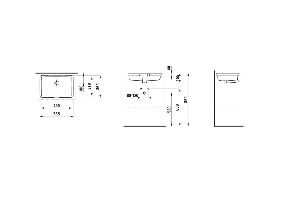 Vasque à encastrer Living Blanc 490 x 310 x 155 mm - H8124300001551 - Laufen