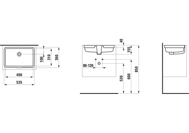 Vasque à encastrer Living Blanc 490 x 310 x 155 mm - H8124310001551 - Laufen 2