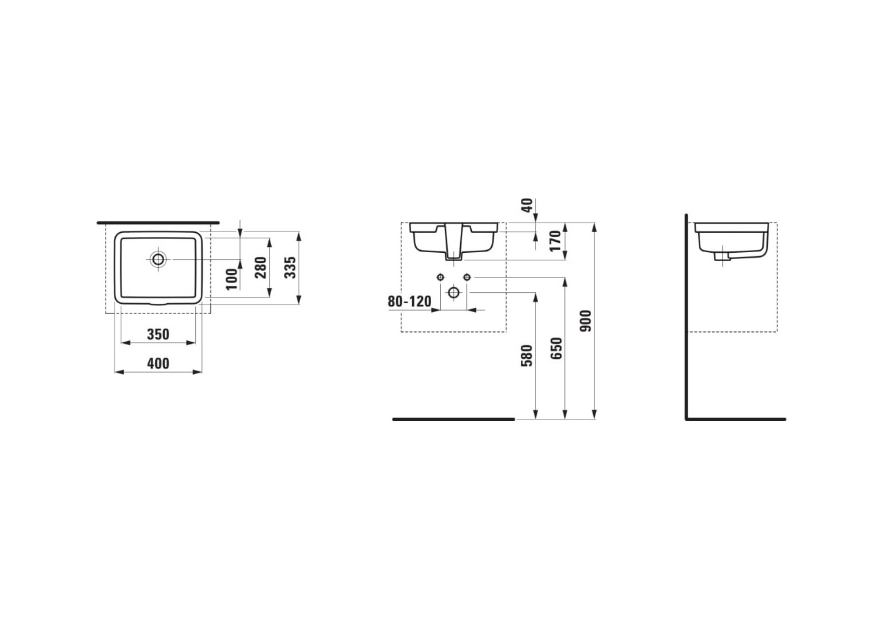 Vasque à encastrer Living Blanc 350 x 280 x 170 mm - H8124320001091 - Laufen