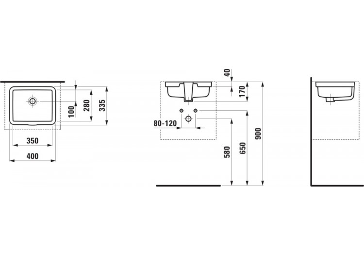 Vasque à encastrer Living Blanc 350 x 280 x 170 mm - H8124320001551 - Laufen 2