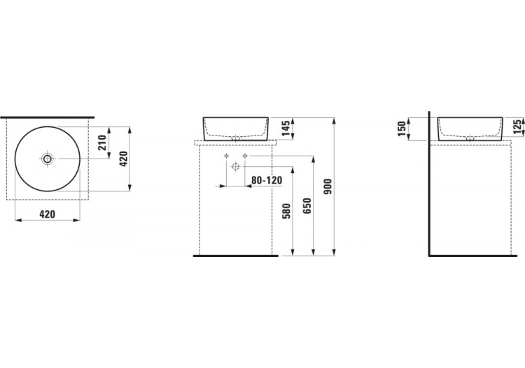 Vasque à poser Savoy Blanc 420 x 420 x 150 mm - H8129420001121 - Laufen 2