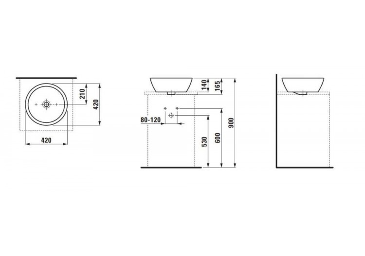 Vasque à poser Laufen pro Blanc 420 x 420 x 165 mm - H8129620001091 - Laufen 2