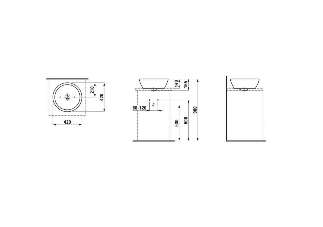 Vasque à poser Laufen pro Blanc 420 x 420 x 165 mm - H8129620001091 - Laufen