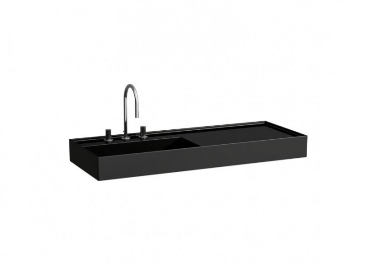 Lavabo mural ou à poser sur meuble Kartell Noir brillant 1200 x 460 x 150 mm - H8133320201581 - Laufen