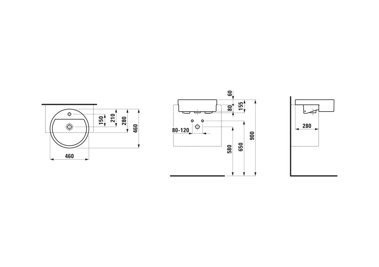 Lavabo semi-encastré rond Living Blanc 460 x 460 x 155 mm - H8134310001091 - Laufen