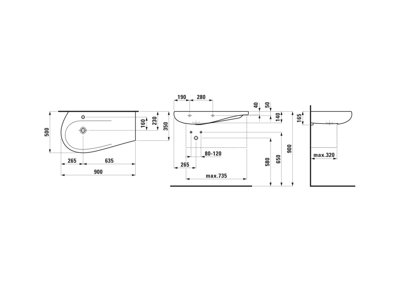 Lavabo mural ou à poser sur meuble Alessi one Blanc LCC 900 x 500 x 140 mm - H8149754001041 - Laufen