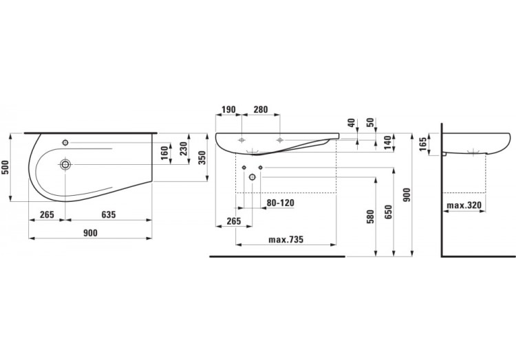 Lavabo mural ou à poser sur meuble Alessi one Blanc LCC 900 x 500 x 140 mm - H8149754001091 - Laufen 2