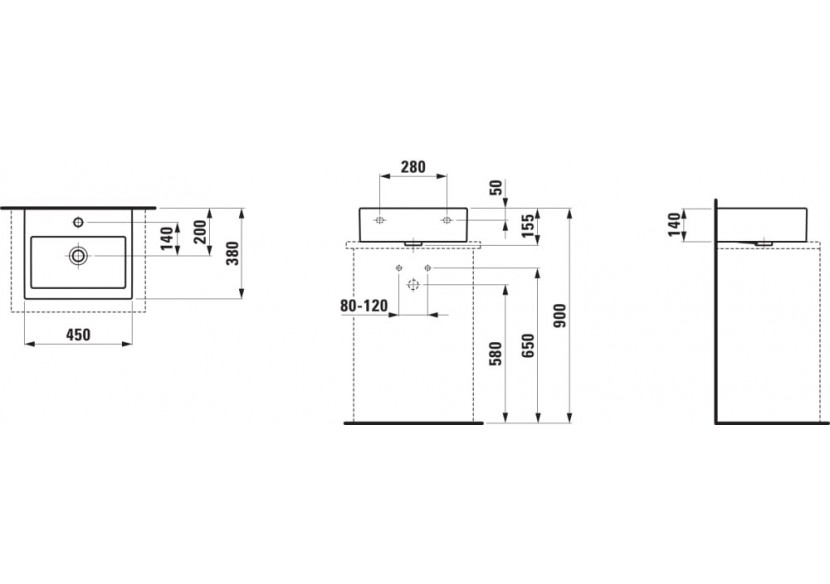 Lave-mains Living Blanc 450 x 380 x 155 mm - H8154330001041 - Laufen