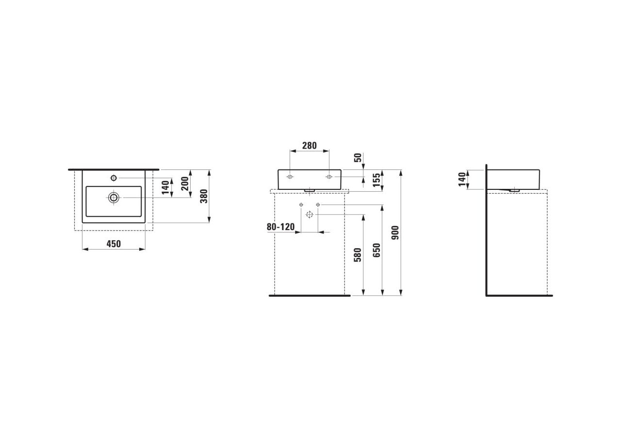 Lave-mains Living Blanc 450 x 380 x 155 mm - H8154330001091 - Laufen