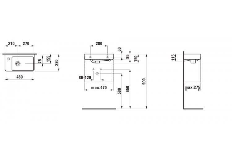 Lave-mains Laufen pro s Blanc 480 x 280 x 150 mm - H8159550001041 - Laufen 2