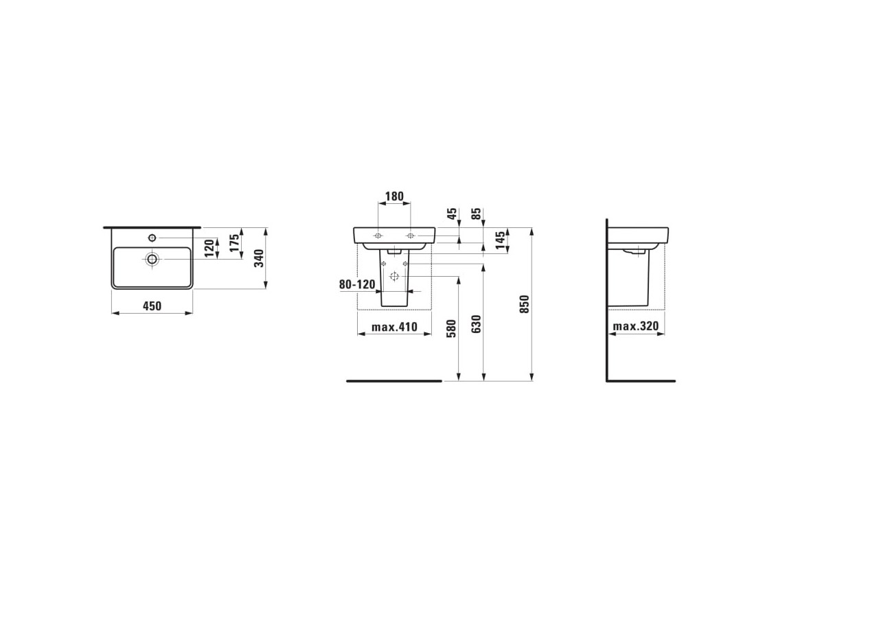 Lave-mains Laufen pro s Blanc 450 x 340 x 145 mm - H8159610001091 - Laufen