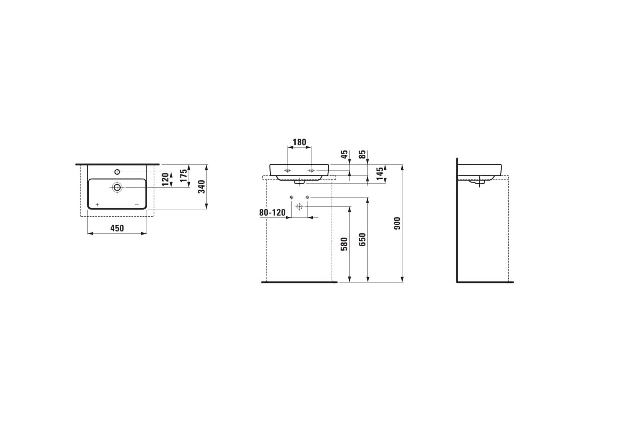 Lave-mains à poser Laufen pro s Blanc 450 x 340 x 145 mm - H8169610001421 - Laufen