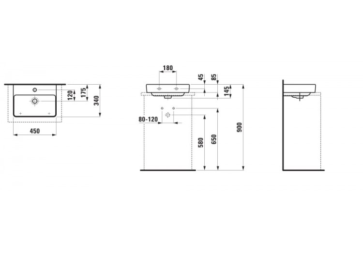 Lave-mains à poser Laufen pro s Blanc LCC 450 x 340 x 145 mm - H8169614001041 - Laufen 2