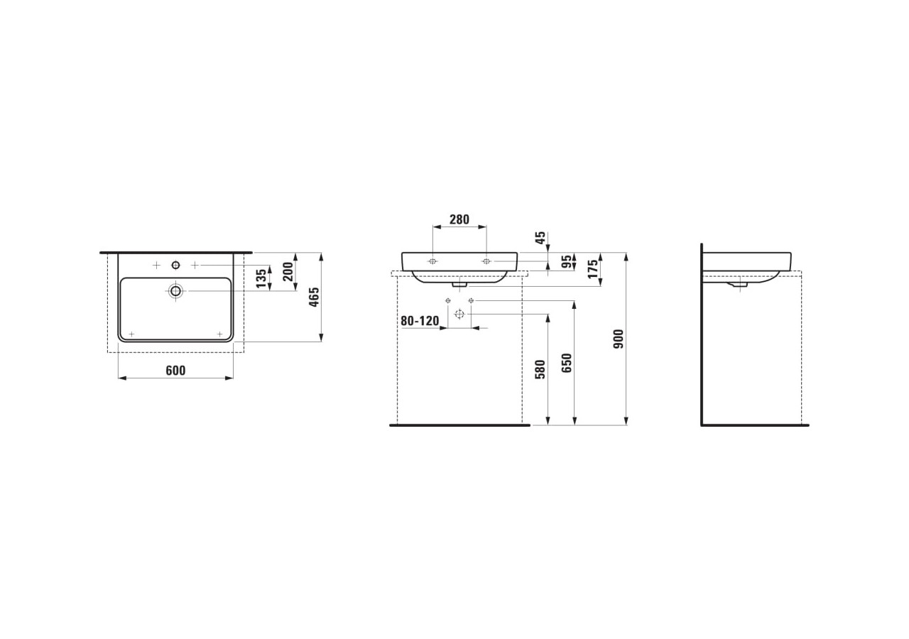 Lavabo à poser Laufen pro s Blanc LCC 600 x 465 x 175 mm - H8169634001041 - Laufen