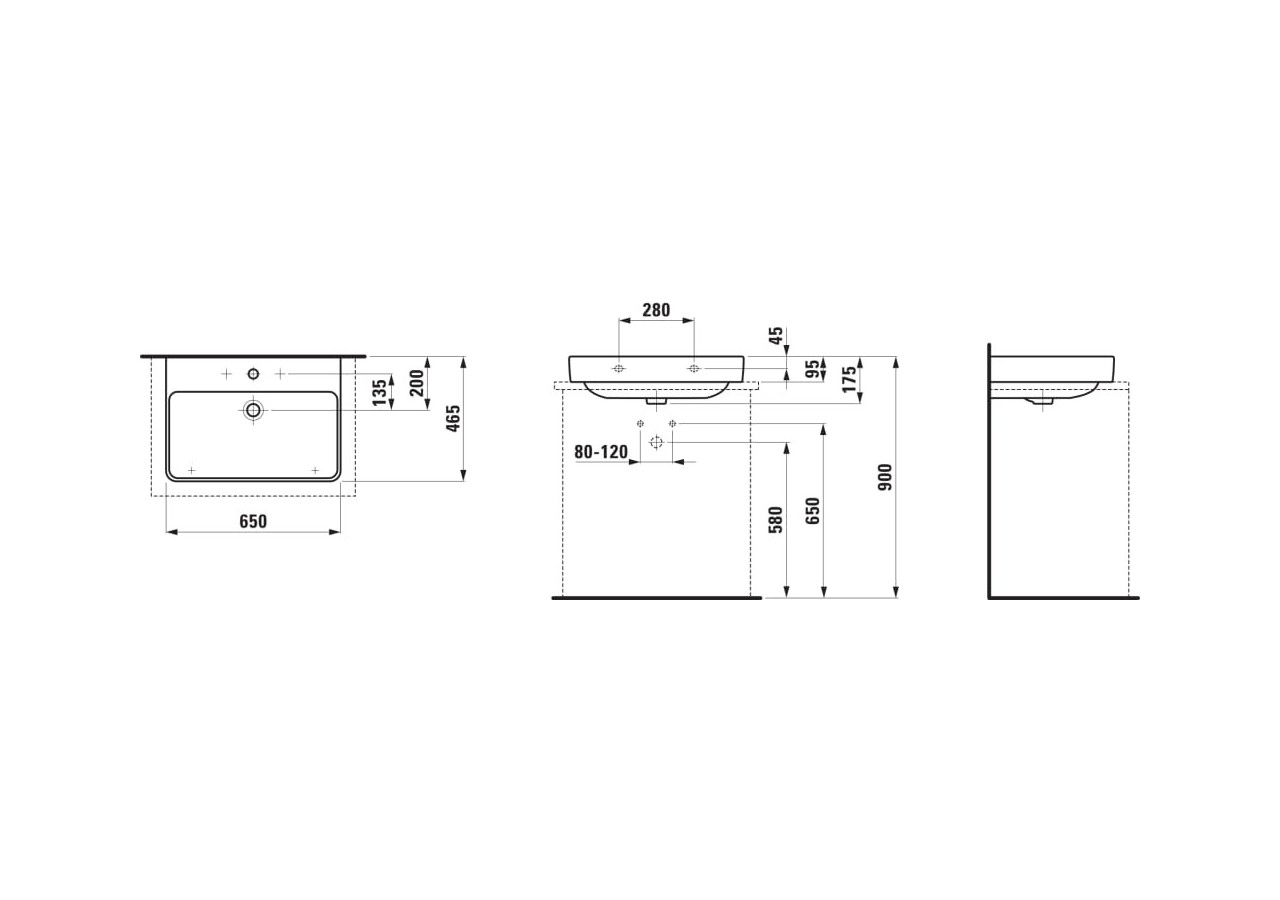 Lavabo à poser Laufen pro s Blanc LCC 650 x 465 x 175 mm - H8169644001561 - Laufen