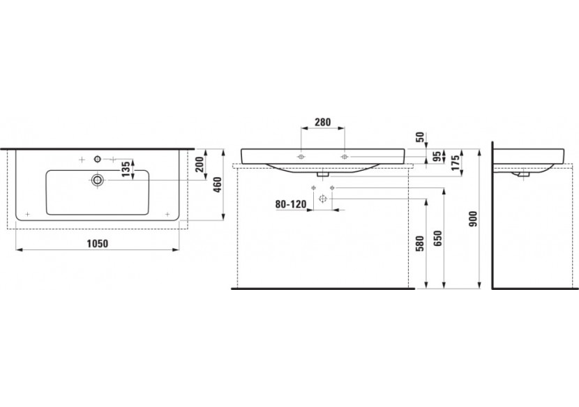 Lavabo à poser Laufen pro s Blanc 1050 x 465 x 175 mm - H8169660001091 - Laufen