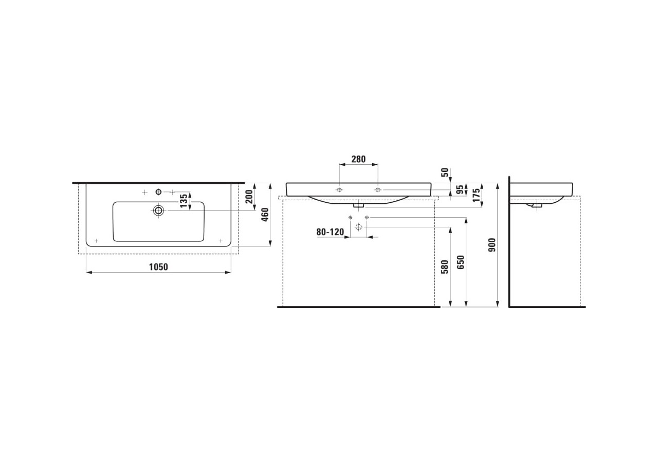 Lavabo à poser Laufen pro s Blanc LCC 1050 x 465 x 175 mm - H8169664001091 - Laufen