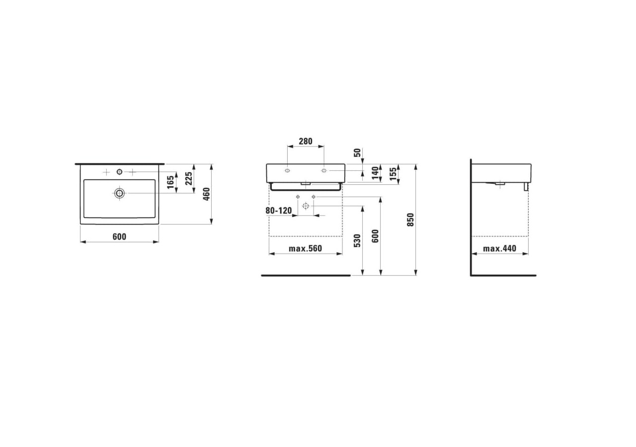 Lavabo Living Blanc 600 x 460 x 155 mm - H8174330001091 - Laufen