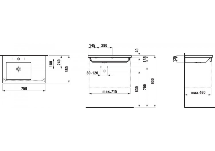 Lavabo à poser sur meuble Living Blanc 750 x 480 x 135 mm - H8174380001081 - Laufen 2