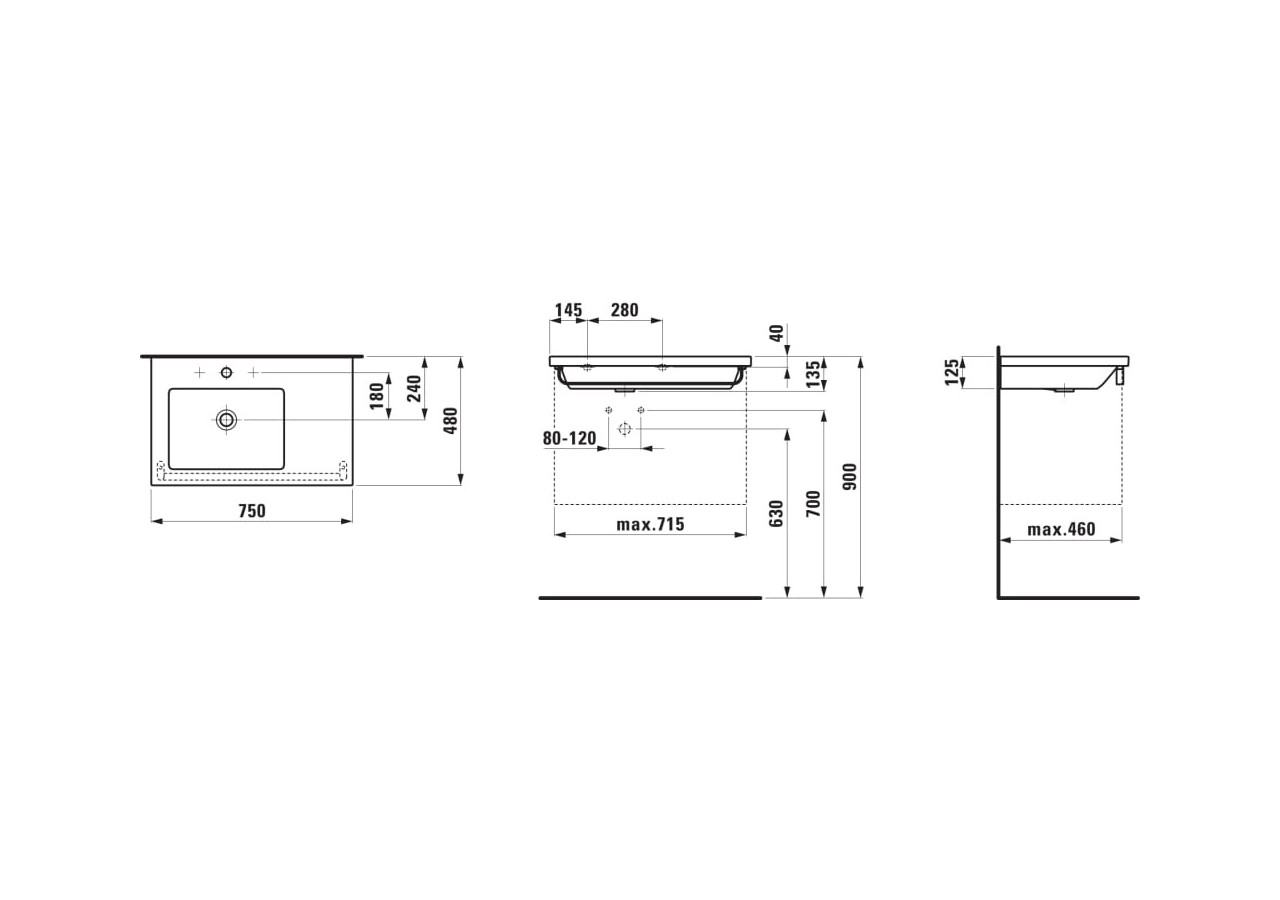 Lavabo à poser sur meuble Living Blanc 750 x 480 x 135 mm - H8174380001081 - Laufen