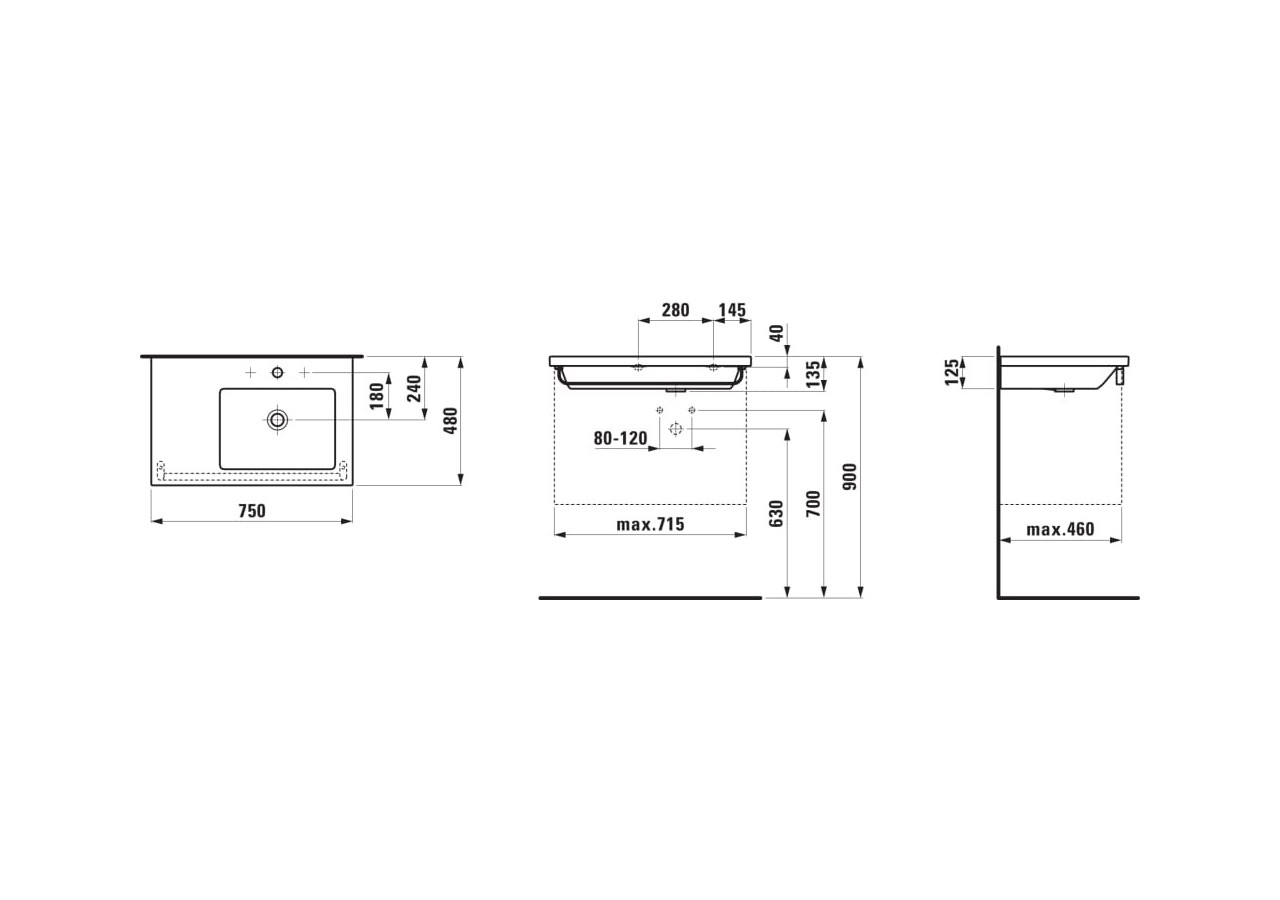 Lavabo à poser sur meuble Living Blanc 750 x 480 x 135 mm - H8174390001081 - Laufen