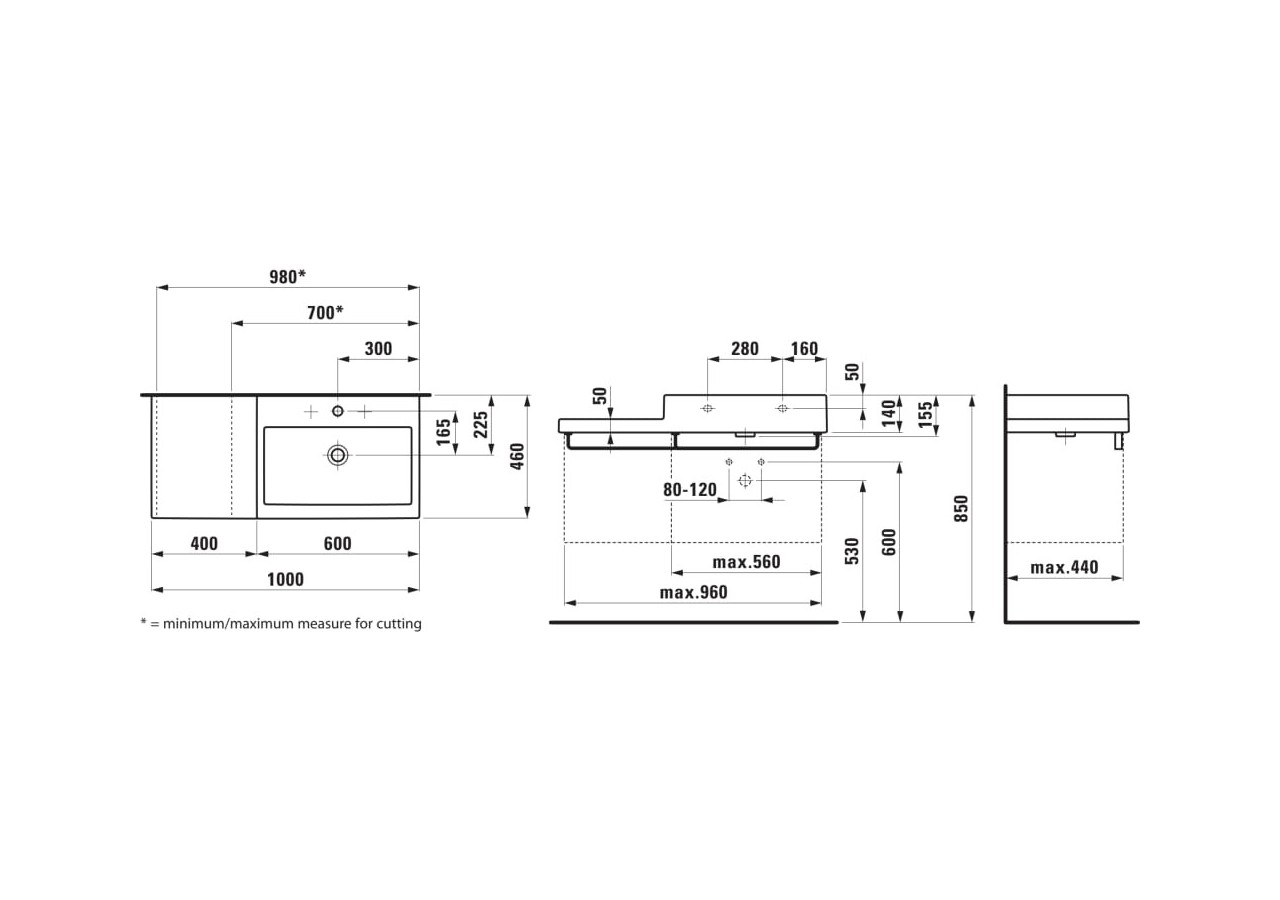 Lavabo Living Blanc 1000 x 460 x 155 mm - H8184310001041 - Laufen