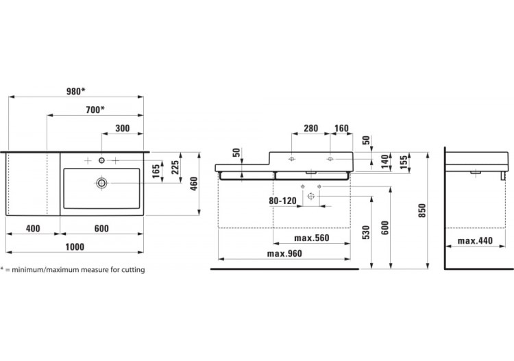 Lavabo Living Blanc 1000 x 460 x 155 mm - H8184310001351 - Laufen 2